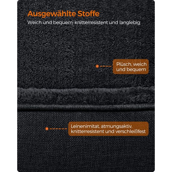 Feandrea Hundebett, Hundekissen in Leinenoptik, Hundekorb, erhöhte Ränder, rutschfeste Unterseite, Bezug abnehmbar waschbar, M, für kleine Hunde, 70 x 55 x 21 cm, dunkelgrau PGW010G01