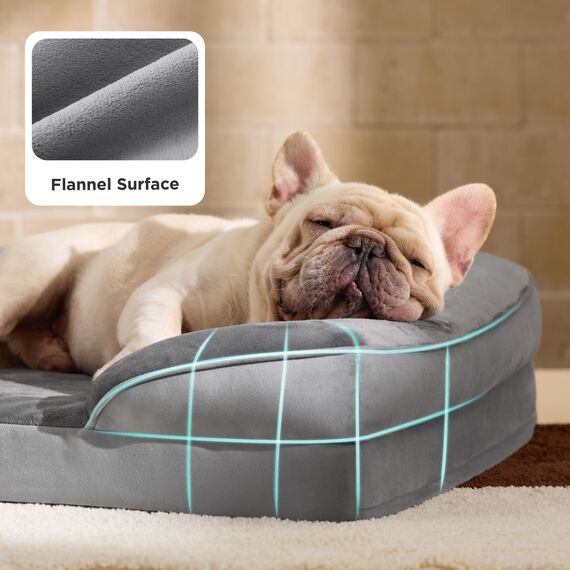 BEDSURE orthopädisches Hundebett Ergonomisches Hundesofa - 71x58 cm Hundecouch mit eierförmiger Kistenschaum für kleine Hunde, waschbar rutschfest Hundebetten, grau