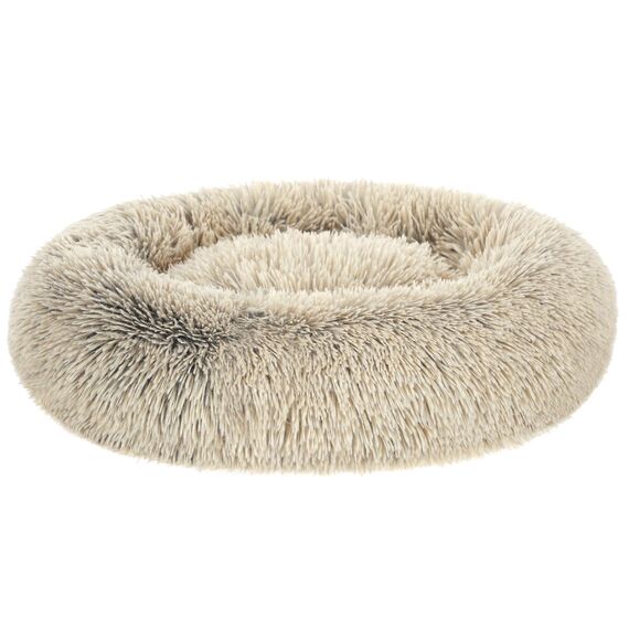 Feandrea Hundebett flauschig, Katzenbett, Donut Kissen, waschbar, Polsterung in der Mitte herausnehmbar, Langer Plüsch, 70 cm Durchmesser, Ombré-Khaki PGW039S01