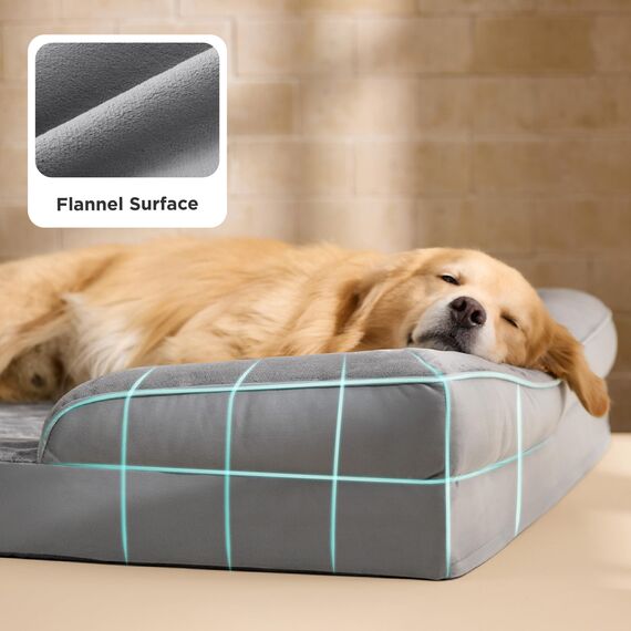 BEDSURE orthopädisches Hundebett Ergonomisches Hundesofa - 114x81 cm Hundecouch mit eierförmiger Kistenschaum für große Hunde, waschbar rutschfest Hundebetten, grau
