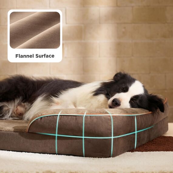 BEDSURE orthopädisches Hundebett Ergonomisches Hundesofa - 89x63 cm Hundecouch mit eierförmiger Kistenschaum für mittlere Hunde, waschbar rutschfest Hundebetten, braun
