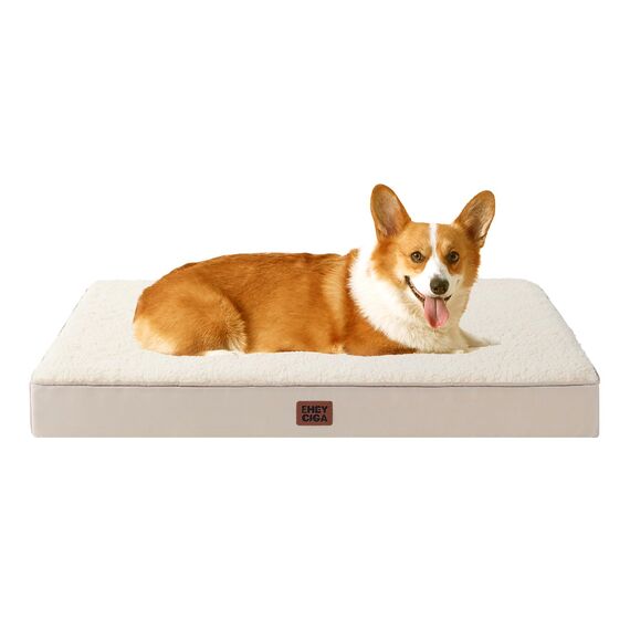 EHEYCIGA Orthopädisches Hundebett Mittelgroße Hunde 89x58x9cm, Hundekissen Waschbar Flauschig,Hundematte Hundematratze für Kiste, Kamel