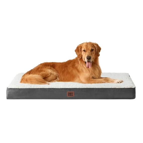 EHEYCIGA Orthopädisches Hundebett Grosse Hunde XL 112x81x9cm, Hundekissen Waschbar Flauschig, Hundematte Hundematratze für Kiste, Beige