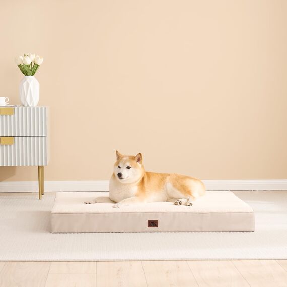 EHEYCIGA Orthopädisches Hundebett Mittelgroße Hunde 89x58x9cm, Hundekissen Waschbar Flauschig,Hundematte Hundematratze für Kiste, Kamel
