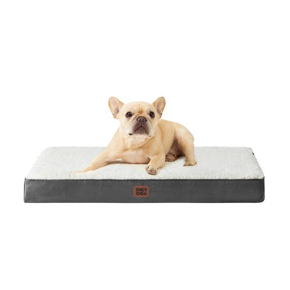 EHEYCIGA Orthopädisches Hundebett Kleine Hunde 76x51x9cm, Hundekissen Waschbar Flauschig, Hundematte Hundematratze für Kiste, Beige