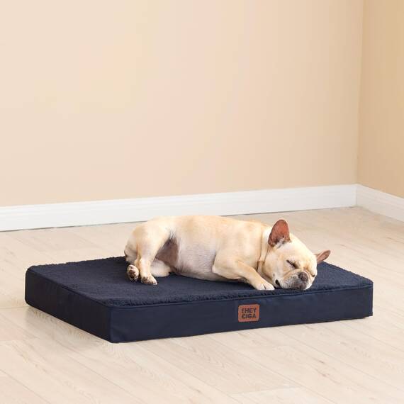 EHEYCIGA Orthopädisches Hundebett Kleine Hunde 76x51x9cm, Hundekissen Waschbar Flauschig, Hundematte Hundematratze für Kiste, Marine Blau