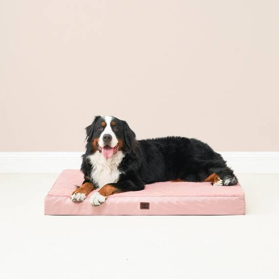 EHEYCIGA Orthopädisches Hundebett Grosse Hunde XL 112x81x9cm, Hundekissen Waschbar Flauschig, Hundematte Hundematratze für Kiste, Dunkelrosa
