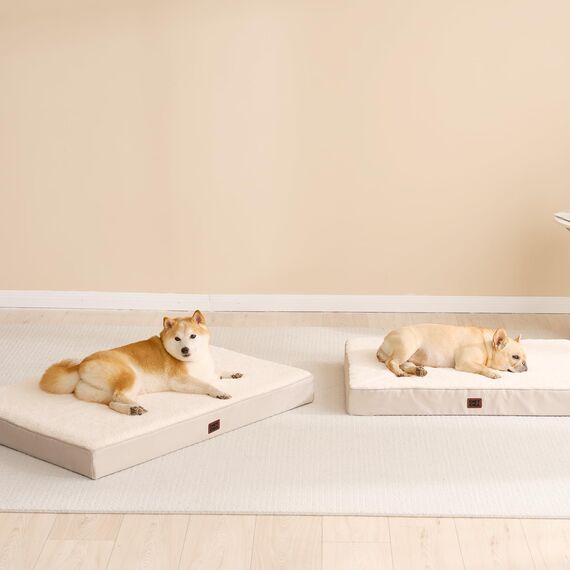 EHEYCIGA Orthopädisches Hundebett Mittelgroße Hunde 89x58x9cm, Hundekissen Waschbar Flauschig,Hundematte Hundematratze für Kiste, Kamel
