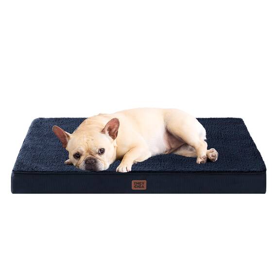 EHEYCIGA Orthopädisches Hundebett Kleine Hunde 76x51x9cm, Hundekissen Waschbar Flauschig, Hundematte Hundematratze für Kiste, Marine Blau