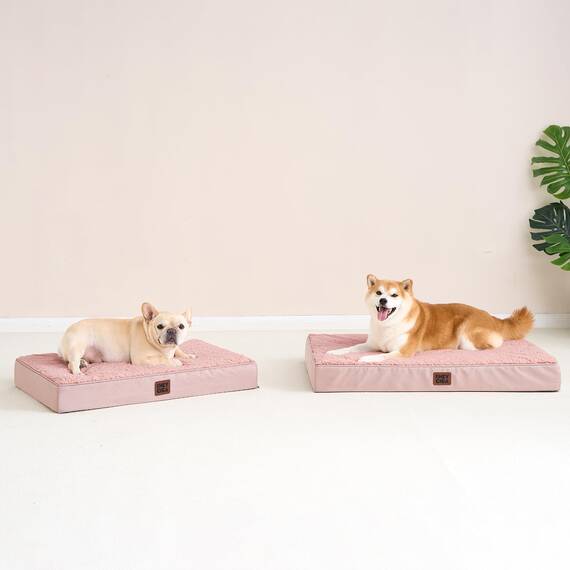 EHEYCIGA Orthopädisches Hundebett Mittelgroße Hunde 89x58x9cm, Hundekissen Waschbar Flauschig,Hundematte Hundematratze für Kiste, Dunkelrosa