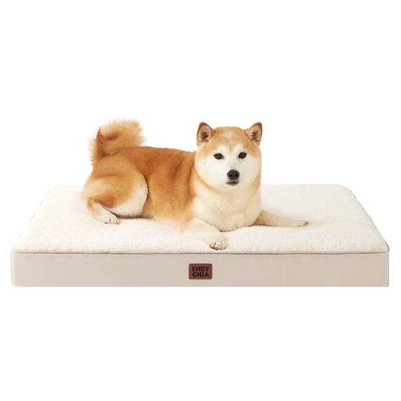 EHEYCIGA Orthopädisches Hundebett Mittelgroße Hunde 91x68x9cm, Hundekissen Waschbar Flauschig, Hundematte Hundematratze für Kiste, Kamel