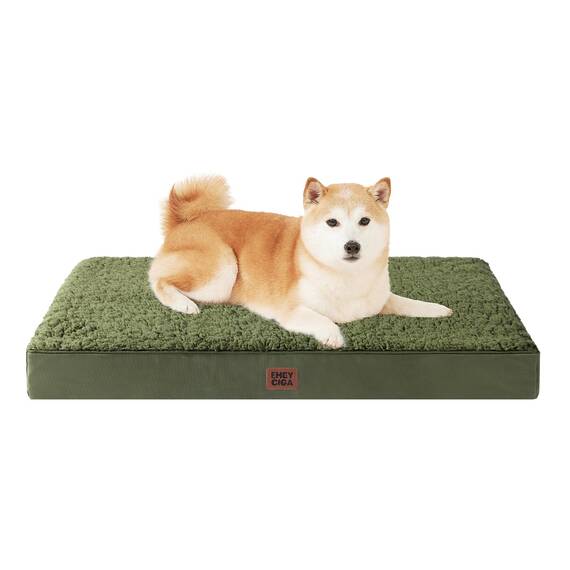 EHEYCIGA Orthopädisches Hundebett Mittelgroße Hunde 91x68x9cm, Hundekissen Waschbar Flauschig, Hundematte Hundematratze für Kiste, Olive Grün