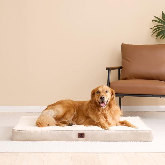 EHEYCIGA Orthopädisches Hundebett Mittelgroße Hunde 89x58x9cm, Hundekissen Waschbar Flauschig,Hundematte Hundematratze für Kiste, Kamel
