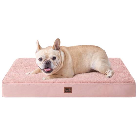 EHEYCIGA Orthopädisches Hundebett Kleine Hunde 76x51x9cm, Hundekissen Waschbar Flauschig, Hundematte Hundematratze für Kiste, Dunkelrosa
