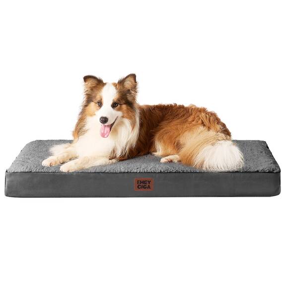 EHEYCIGA Orthopädisches Hundebett Grosse Hunde XL 104x68x9cm, Hundekissen Waschbar Flauschig, Hundematte Hundematratze für Kiste, Grau
