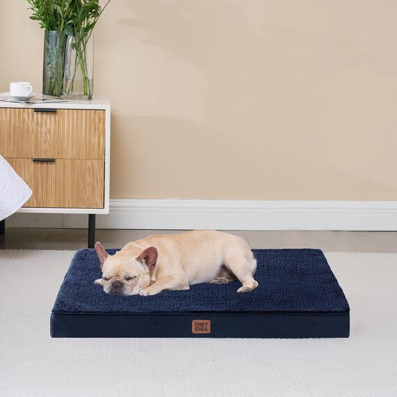 EHEYCIGA Orthopädisches Hundebett Grosse Hunde XL 104x68x9cm, Hundekissen Waschbar Flauschig, Hundematte Hundematratze für Kiste, Marine Blau