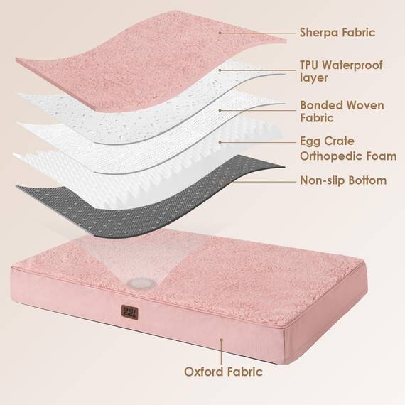 EHEYCIGA Orthopädisches Hundebett Kleine Hunde 76x51x9cm, Hundekissen Waschbar Flauschig, Hundematte Hundematratze für Kiste, Dunkelrosa