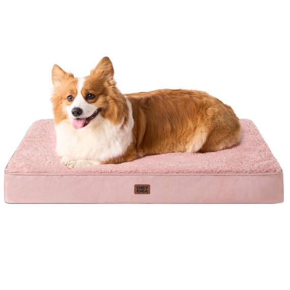 EHEYCIGA Orthopädisches Hundebett Mittelgroße Hunde 89x58x9cm, Hundekissen Waschbar Flauschig,Hundematte Hundematratze für Kiste, Dunkelrosa