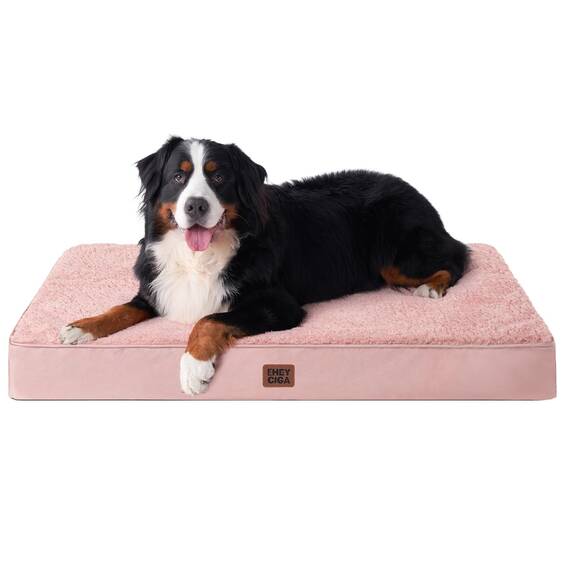 EHEYCIGA Orthopädisches Hundebett Mittelgroße Hunde 91x68x9cm, Hundekissen Waschbar Flauschig, Hundematte Hundematratze für Kiste, Dunkelrosa
