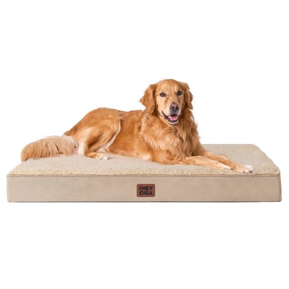 EHEYCIGA Orthopädisches Hundebett Grosse Hunde XL 112x81x9cm, Hundekissen Waschbar Flauschig, Hundematte Hundematratze für Kiste, Khaki