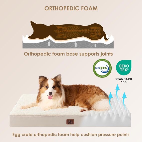 EHEYCIGA Orthopädisches Hundebett Mittelgroße Hunde 89x58x9cm, Hundekissen Waschbar Flauschig,Hundematte Hundematratze für Kiste, Kamel