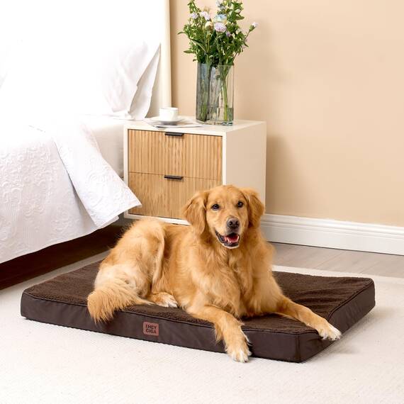 EHEYCIGA Orthopädisches Hundebett Kleine Hunde 76x51x9cm, Hundekissen Waschbar Flauschig, Hundematte Hundematratze für Kiste, Braun