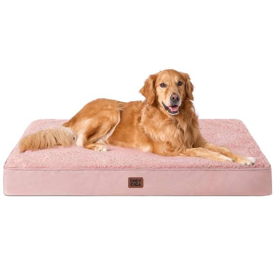 EHEYCIGA Orthopädisches Hundebett Grosse Hunde XL 112x81x9cm, Hundekissen Waschbar Flauschig, Hundematte Hundematratze für Kiste, Dunkelrosa
