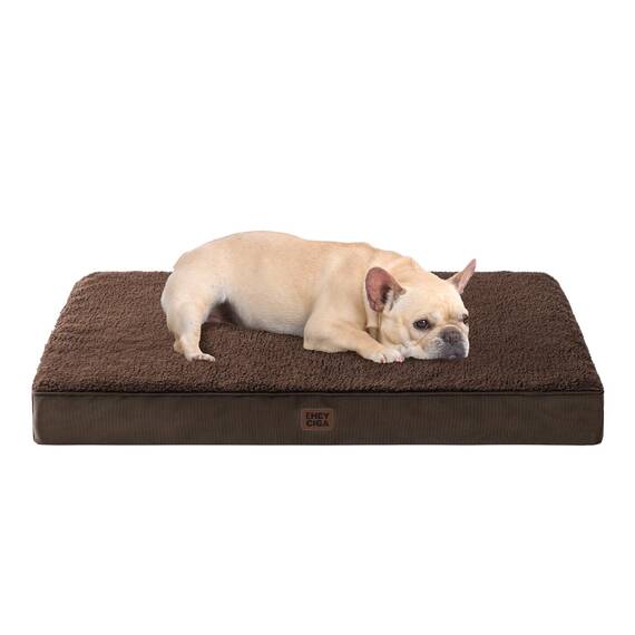 EHEYCIGA Orthopädisches Hundebett Kleine Hunde 76x51x9cm, Hundekissen Waschbar Flauschig, Hundematte Hundematratze für Kiste, Braun