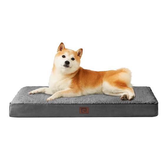 EHEYCIGA Orthopädisches Hundebett Mittelgroße Hunde 91x68x9cm, Hundekissen Waschbar Flauschig, Hundematte Hundematratze für Kiste, Grau