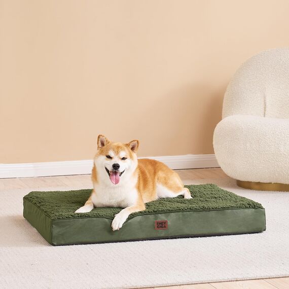 EHEYCIGA Orthopädisches Hundebett Kleine Hunde 76x51x9cm, Hundekissen Waschbar Flauschig, Hundematte Hundematratze für Kiste, Olive Grün