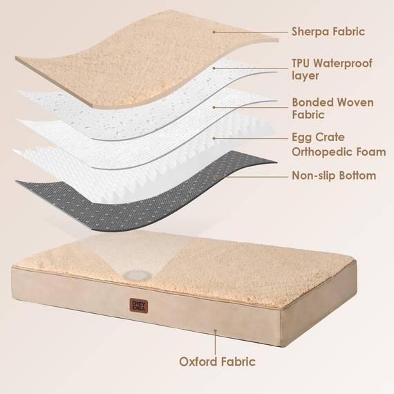 EHEYCIGA Orthopädisches Hundebett Grosse Hunde XL 112x81x9cm, Hundekissen Waschbar Flauschig, Hundematte Hundematratze für Kiste, Khaki