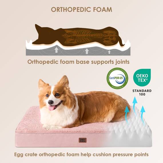 EHEYCIGA Orthopädisches Hundebett Mittelgroße Hunde 89x58x9cm, Hundekissen Waschbar Flauschig,Hundematte Hundematratze für Kiste, Dunkelrosa
