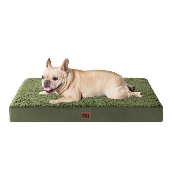 EHEYCIGA Orthopädisches Hundebett Kleine Hunde 76x51x9cm, Hundekissen Waschbar Flauschig, Hundematte Hundematratze für Kiste, Olive Grün