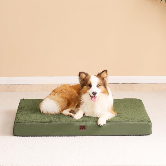 EHEYCIGA Orthopädisches Hundebett Kleine Hunde 76x51x9cm, Hundekissen Waschbar Flauschig, Hundematte Hundematratze für Kiste, Olive Grün