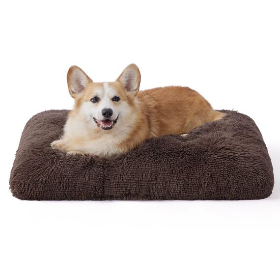 BEDSURE Flauschiges Hundebett mittelgroße Hunde - 74x53x8 cm Hundebett waschbar, rutschfeste Unterseite, plüsch Hundekissen, Braun