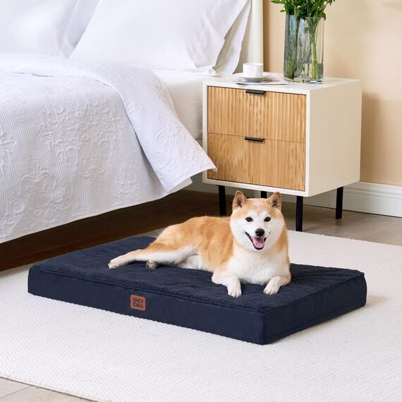 EHEYCIGA Orthopädisches Hundebett Grosse Hunde XL 104x68x9cm, Hundekissen Waschbar Flauschig, Hundematte Hundematratze für Kiste, Marine Blau