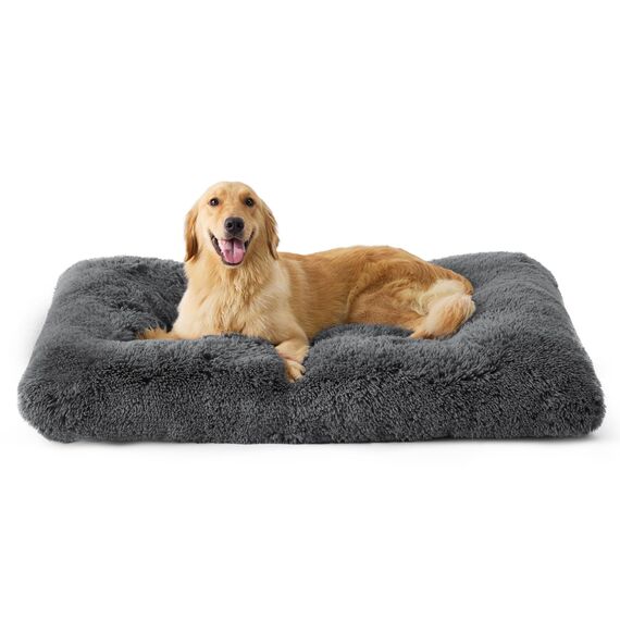 BEDSURE Flauschiges Hundebett Grosse Hunde - 89x58x8 cm Hundebett waschbar für große Hunde, rutschfeste Unterseite, plüsch Hundekissen, Dunkelgrau