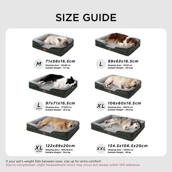 BEDSURE orthopädisches Hundebett Ergonomisches Hundesofa - 132x104 cm Hundecouch mit eierförmiger Kistenschaum für große Hunde, waschbar rutschfest Hundebetten, tannengrün