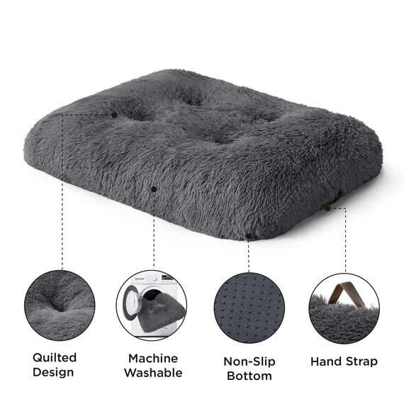 BEDSURE Flauschiges Hundebett Grosse Hunde - 89x58x8 cm Hundebett waschbar für große Hunde, rutschfeste Unterseite, plüsch Hundekissen, Dunkelgrau