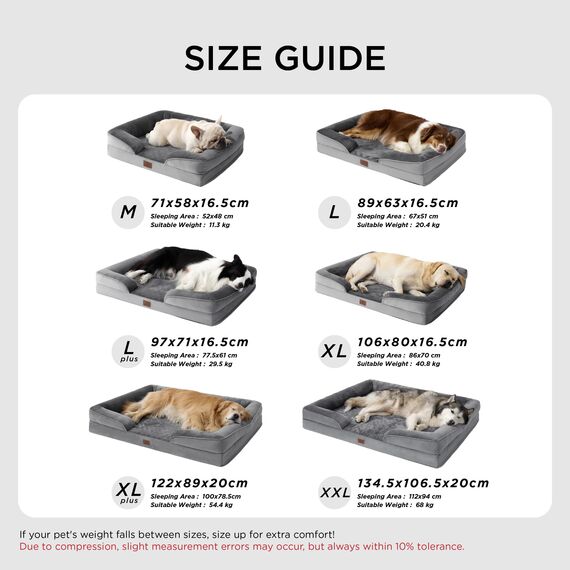 BEDSURE orthopädisches Hundebett Ergonomisches Hundesofa - 122x89 cm Hundecouch mit eierförmiger Kistenschaum für große Hunde, waschbar rutschfest Hundebetten, grau