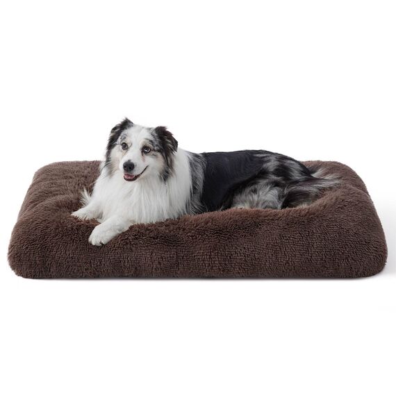 BEDSURE Flauschiges Hundebett Grosse Hunde - 104x69x8 cm Hundebett waschbar für große Hunde, rutschfeste Unterseite, plüsch Hundekissen, Braun