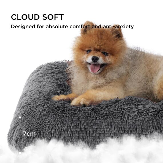 BEDSURE Flauschiges Hundebett für kleine Hunde - 61x45x8 cm Hundebett waschbar, rutschfeste Unterseite, plüsch Hundekissen, Dunkelgrau