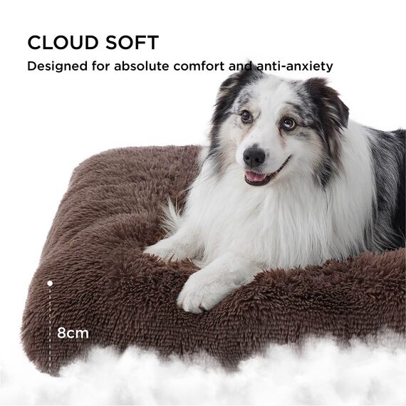BEDSURE Flauschiges Hundebett Grosse Hunde - 89x58x8 cm Hundebett waschbar für große Hunde, rutschfeste Unterseite, plüsch Hundekissen, Braun