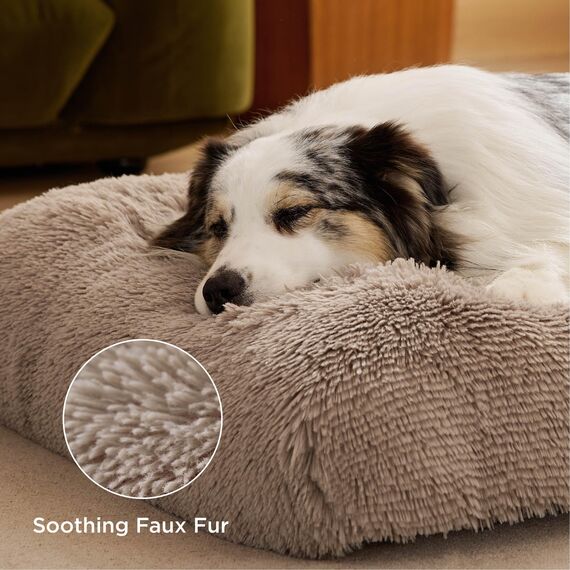 BEDSURE Flauschiges Hundebett Grosse Hunde - 89x58x8 cm Hundebett waschbar für große Hunde, rutschfeste Unterseite, plüsch Hundekissen, Kamel