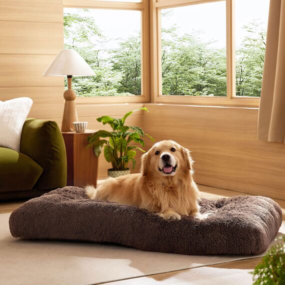 BEDSURE Flauschiges Hundebett Grosse Hunde - 119x74x8 cm Hundebett waschbar für Extra große Hunde, rutschfeste Unterseite, plüsch Hundekissen, Braun