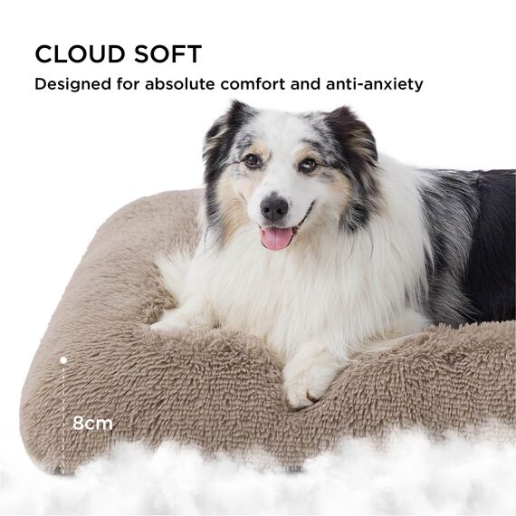 BEDSURE Flauschiges Hundebett Grosse Hunde - 104x69x8 cm Hundebett waschbar für große Hunde, rutschfeste Unterseite, plüsch Hundekissen, Kamel