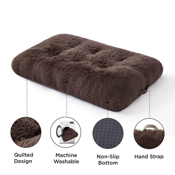 BEDSURE Flauschiges Hundebett Grosse Hunde - 119x74x8 cm Hundebett waschbar für Extra große Hunde, rutschfeste Unterseite, plüsch Hundekissen, Braun