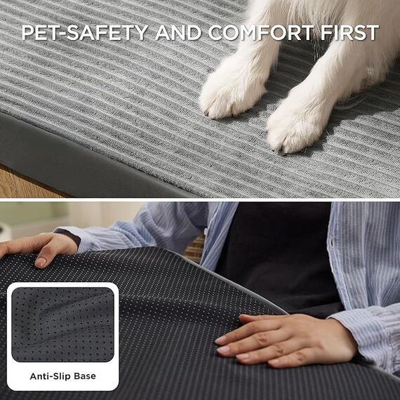 BEDSURE waschbares Hundebett für mittelgroße Hunde - 89x56x7cm Komfort Hundekissen mit Rutschfester Basis und abnehmbarem waschbarem Bezug, Eierkarton-Schaumstoff Hundematte, Grau