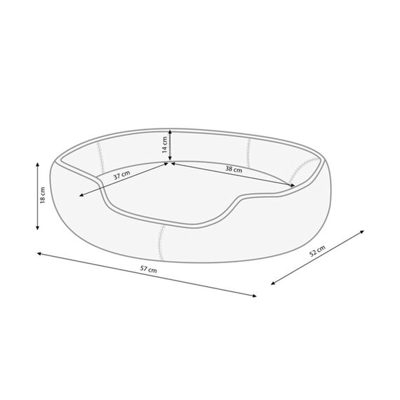 Dehner Lieblinge Hundebett und Katzenbett Sammy, oval, ca. 57 x 52 x 14 cm, Polyester, grau