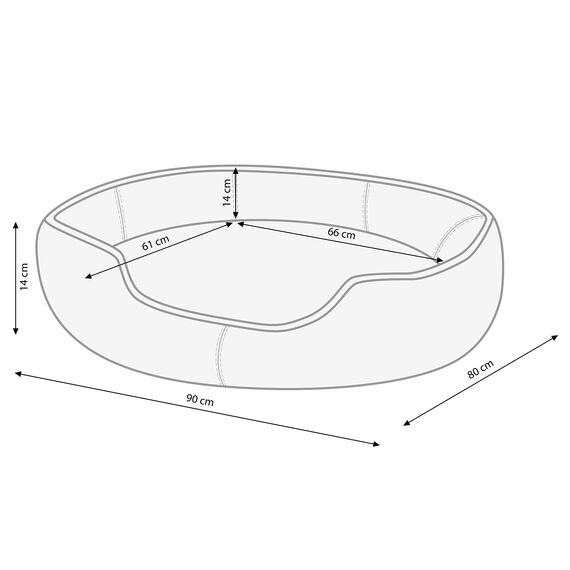 Dehner Lieblinge Hundebett und Katzenbett Sammy, oval, ca. 90 x 80 x 14 cm, Polyester, beige